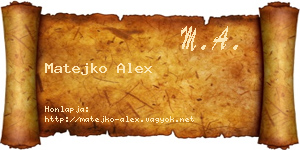 Matejko Alex névjegykártya
